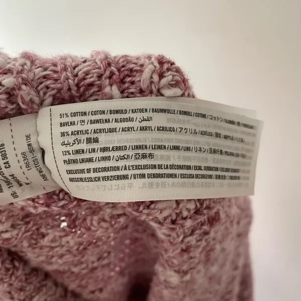 Abercrombie & Fitch Marled Pink Shaker Sweater Cotton‎ Linen Blend - Image 6