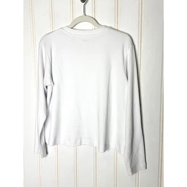 ADAY All Day Long Sleeve White Crew Neck Shirt Organic Cotton Size M - Image 4