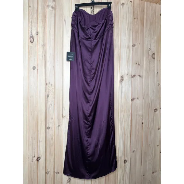 NWT Lulus Memorable Entrance Dark Purple Strapless Satin Maxi Dress Banquet Sz L - Image 5