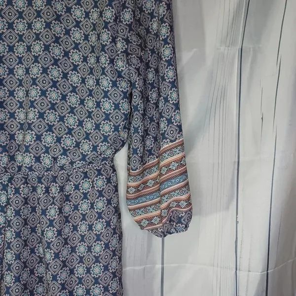Miami paisley 3/4 sleeve v-neck boho chic geometric print cottagecore romper - Image 10