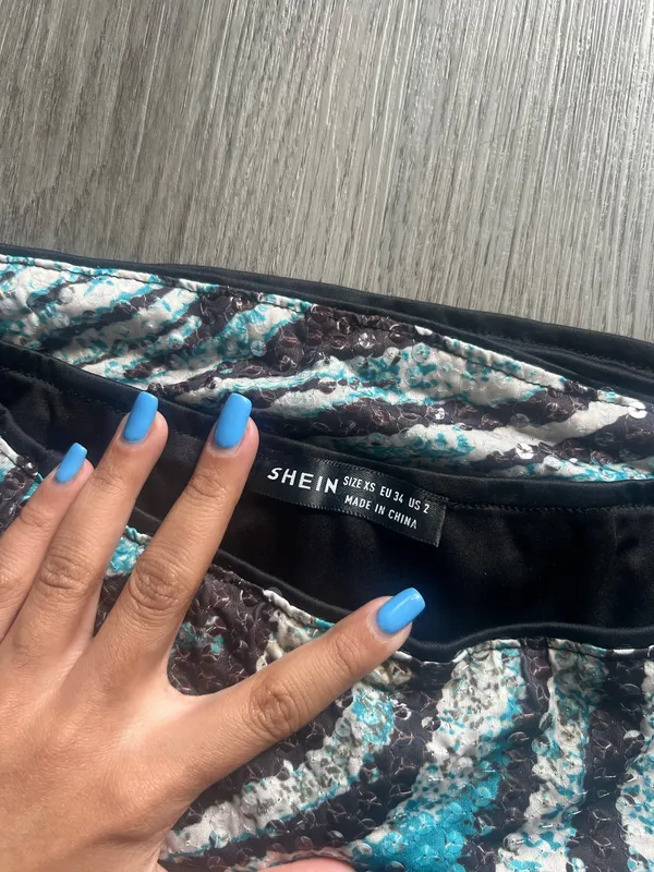 Shein Turquoise Zebra Print Mini Skirt XS - Image 4