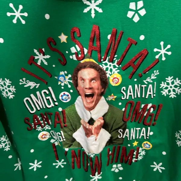 Buddy the Elf Green Christmas sweatshirt Medium - Image 3