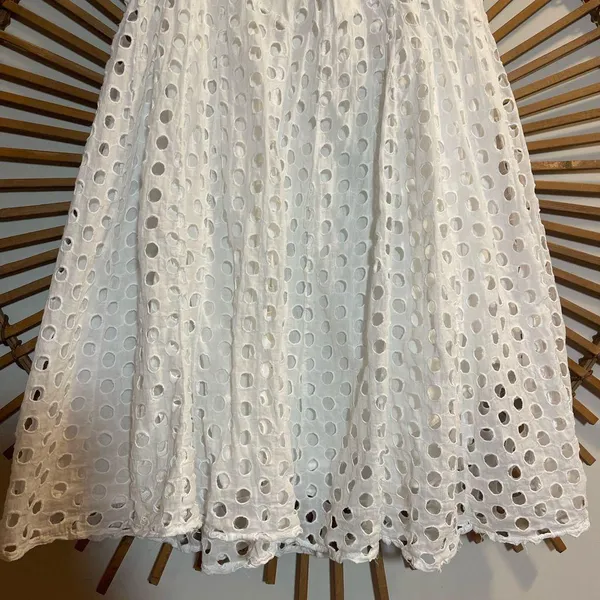 Passports Women’s Textured Midi Skirt Elegant White Boho Euro Summer Layered 🪬🧿 - Image 2