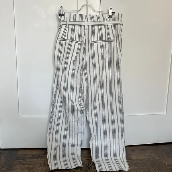 Madewell Linen-Cotton Paperbag Pants in Dark Baltic Stripe - Image 6