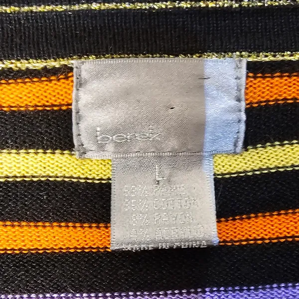 Vintage Berek Black Orange Striped Embellished Halloween Cardigan‎ Sweater Large - Image 4