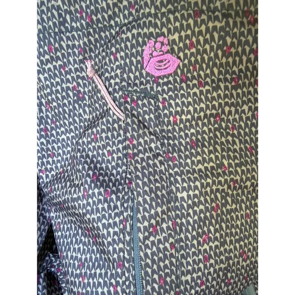 Mountain Hardwear Womens Grey Pink Geometric Print Hooded Rain Jacket Size Large - Image 4