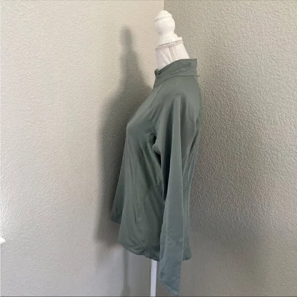 Nike Womens Green Fit Dry 1/4 Zip Long Sleeves Activewear PulloverSize L (12-14) - Image 3