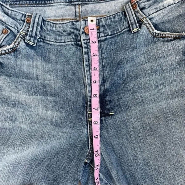 7 For All Mankind high rise straight leg cutoff jeans blue denim size 18 - Image 5