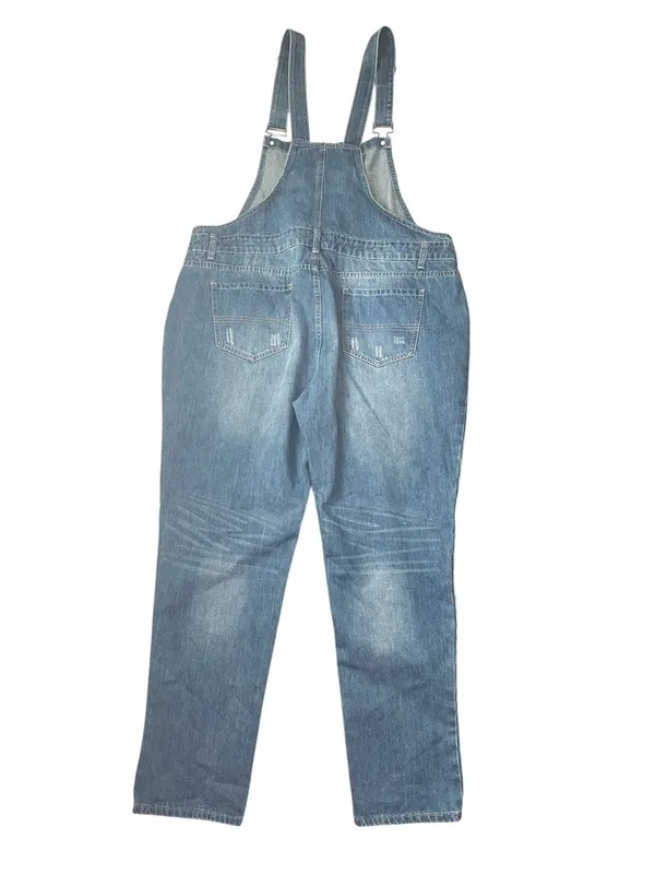 City Chic Mid Wash Distressed Denim Overalls Sz S/16 New without tags - Image 3