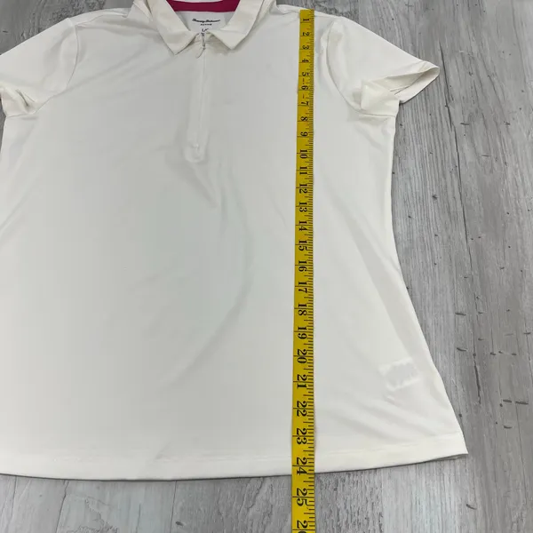 Tommy Bahama Active White Short Sleeve 1/4 Zip Golf Tennis Polo Shirt Large - Image 9