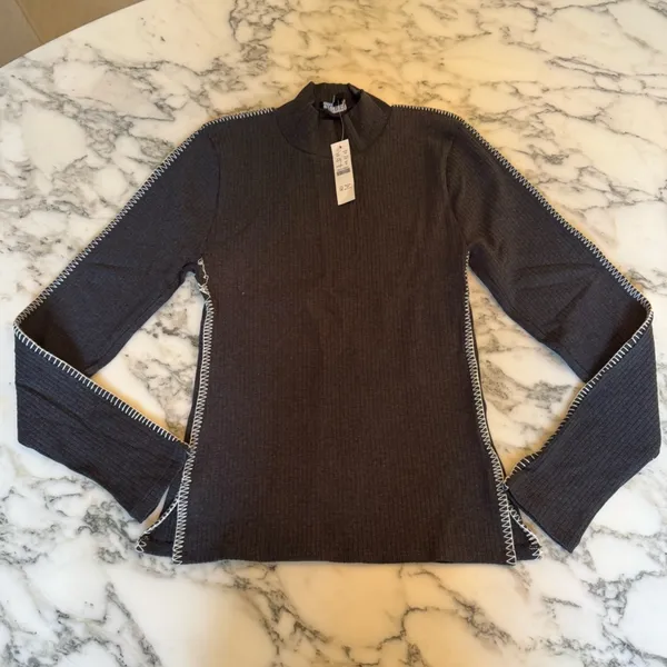 NWT J.Crew Premium Rib Turtleneck Long Sleeve Top Whipstitch Trim - Stitch loose - Image 3