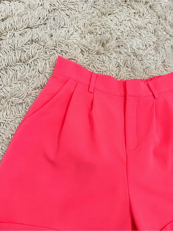 High-Rise Neon Pink Tailored Bermuda Shorts - Image 5
