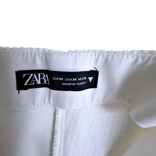 Zara Textured White High Waisted Skort Faux Belt Side Zip Mini A-Line - Image 6