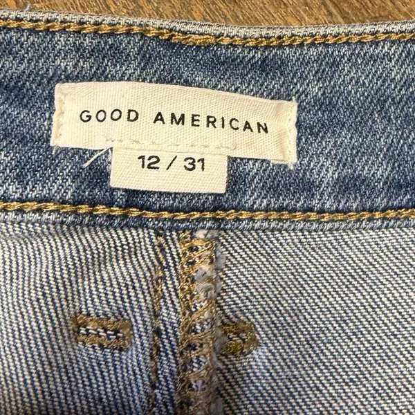 Good American Cut Off Blue Denim Jean Shorts Womens 12/31 High Rise Stretch - Image 5