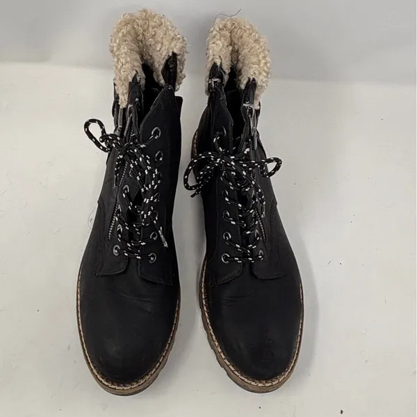 Universal Thread Black Combat Boots with Faux Fur Cuff - Size 11 - Image 2