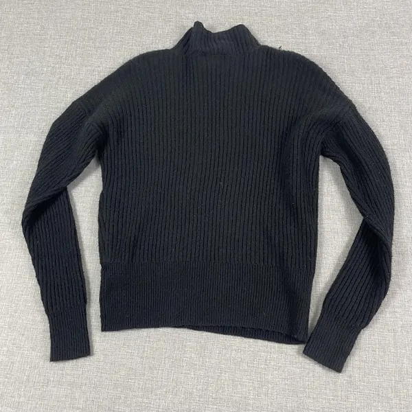 Open Edit‎ Sweater Womens XXS Black Mock Neck Ribbed Chunky-Knit Pullover - Image 8