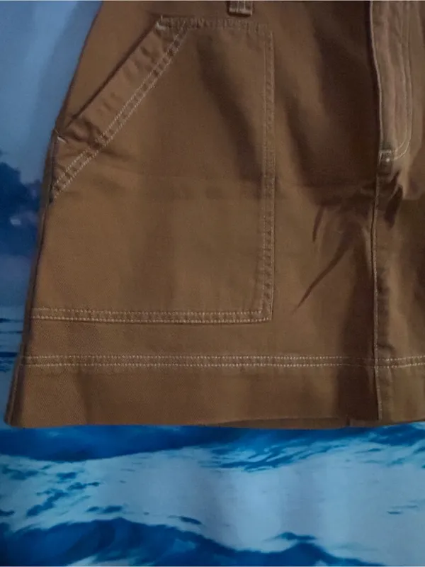 Old Navy Copper-Brown Utility Mini Denim Skirt SZ 12 NWT - Image 5