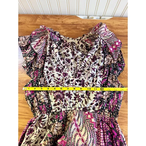 Ulla Johnson Asis Midi Dress Cotton Silk Batik Floral Tiered Purple Fuchsia 0 - Image 7