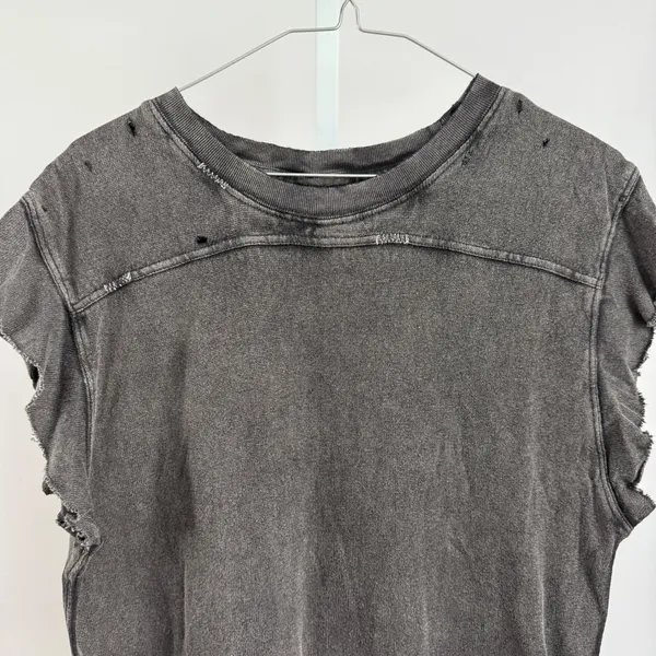 We The Free Distressed Mineral‎ Washed Black Sleeveless Cotton Top sz S Boho - Image 2
