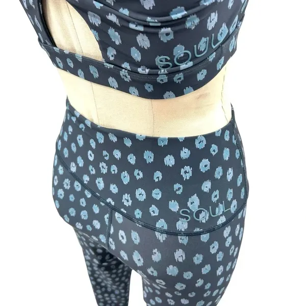 SOUL BY SOULCYCLE Ditsy Cheetah Milestone Legging & Sports‎ Bra Set Size S/M - Image 7