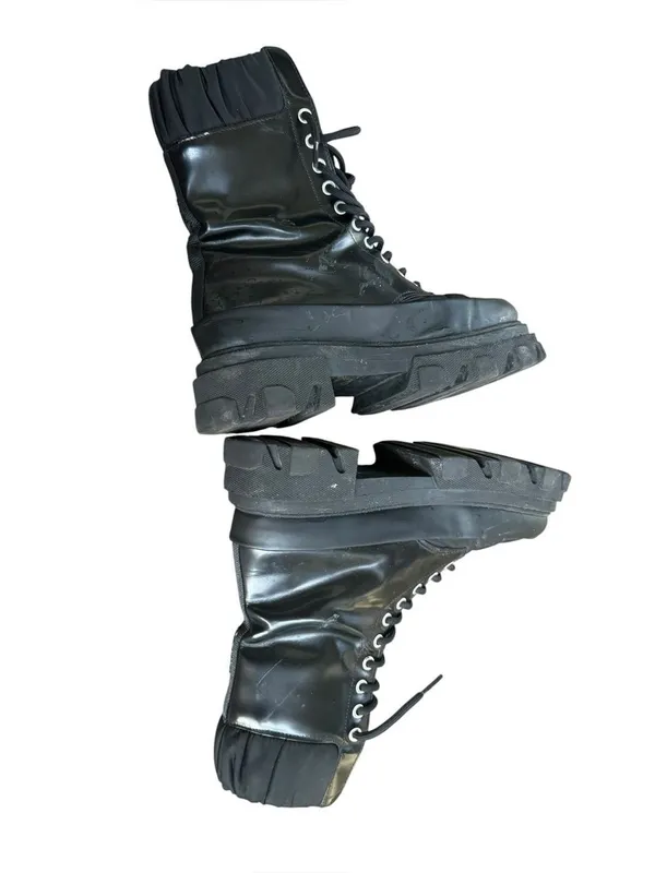 Ganni Brush Off & Nylon Combat Boots in Black 38 - Image 6