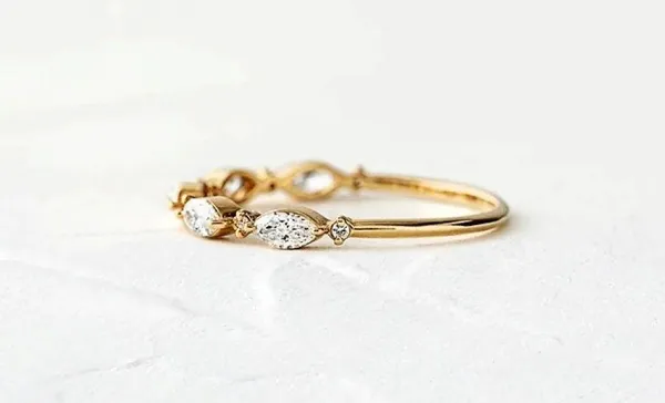Sterling Silver Gold Plated  Diamond Dainty Ring - Image 5