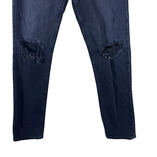 American Eagle Strigid Solid Distressed Slim Straight Jeans Black Grunge Size 6L - Image 2