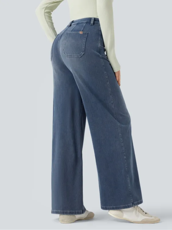 Halara Flex™ High Waisted Tummy Control Wide Leg Casual Jeans, tide blue - Image 3