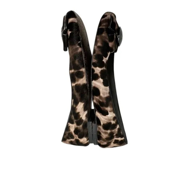 Stuart Weitzman Leopard Calf Hair Gemstone Bow Ballet Flats Brown Black 6.5M - Image 5