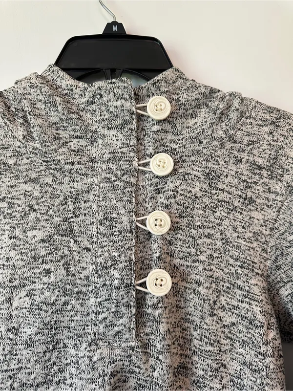 Columbia Gray Marled Button-Front Turtleneck hoodie Sweater - Image 4