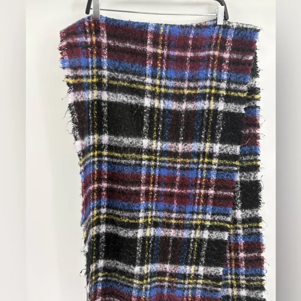 Urban Outfitters Women’s Fuzzy Purple Plaid Winter Layering Polyester Scarf - Image 11