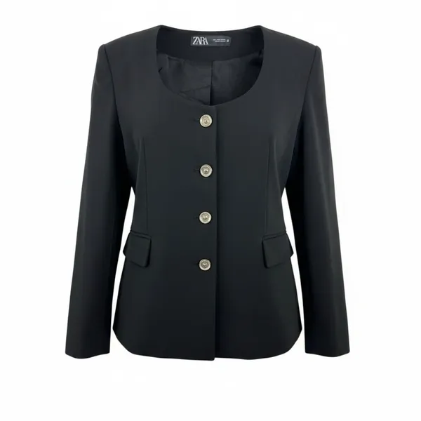 ZARA Black Blazer Dress Jacket Coat Medium M Morocco Comfort Suit - Image 2
