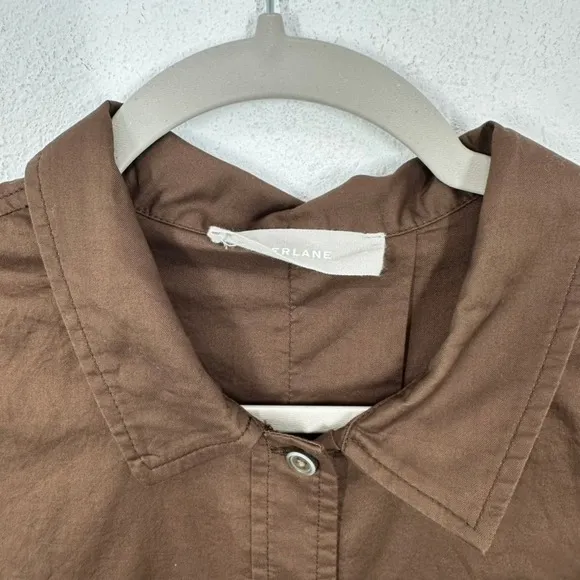 Everlane Brown Cotton Poplin Cropped Button‎ Up Shirt Contemporary Minimalist - Image 2