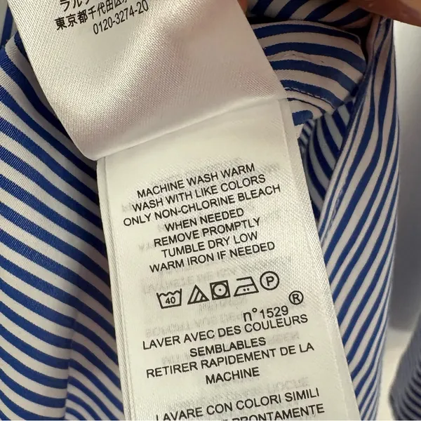 Lauren Ralph Lauren‎ Blue And White Stripe Button Front Dress Size XS - Image 8
