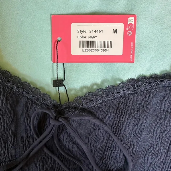 Edikted navy blue lace tank top - Image 3