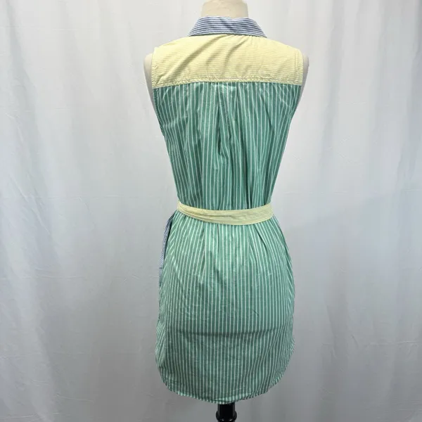J.Crew Color Block Stripe Shirt Dress 4 S Sleeveless Pockets Belt Preppy Coastal - Image 7