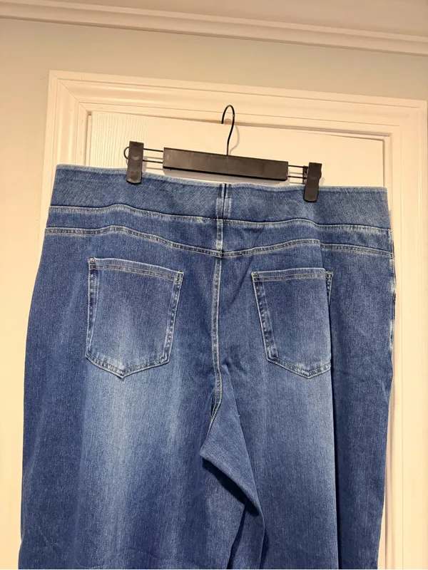 NWOT Halara Size 2X Pull On Wide Leg Jeans Blue Stretch Denim High Rise Regular - Image 4
