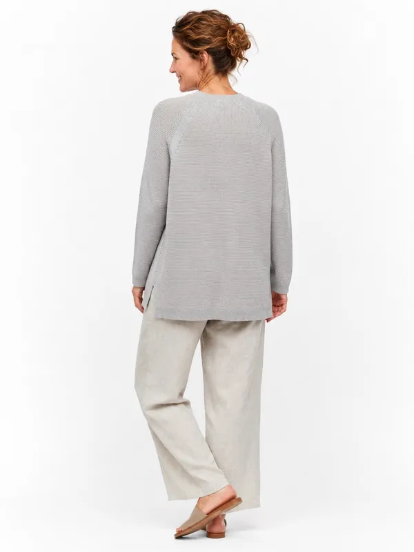 Eileen Fisher M Organic Cotton Cashmere Waffle Knit Tunic Lagenlook Gray - Image 5