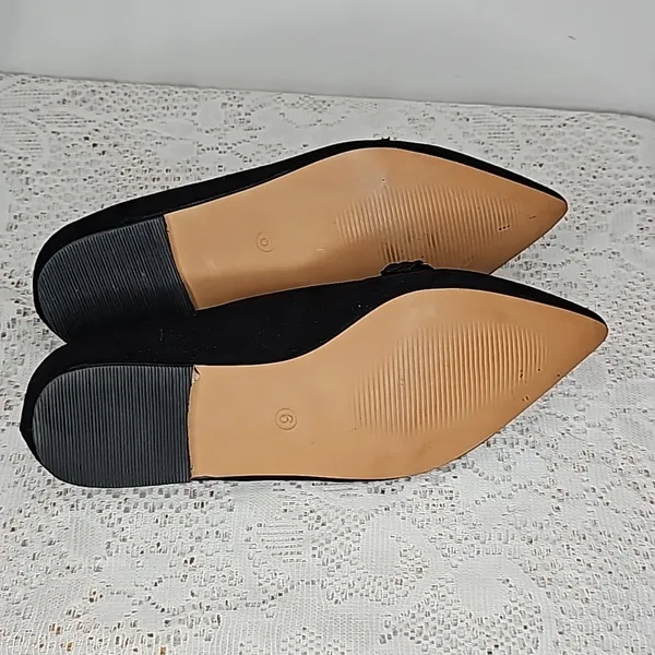Asos Leonie suede point toe slip on black loafer ballet flats with silver 6 - Image 8