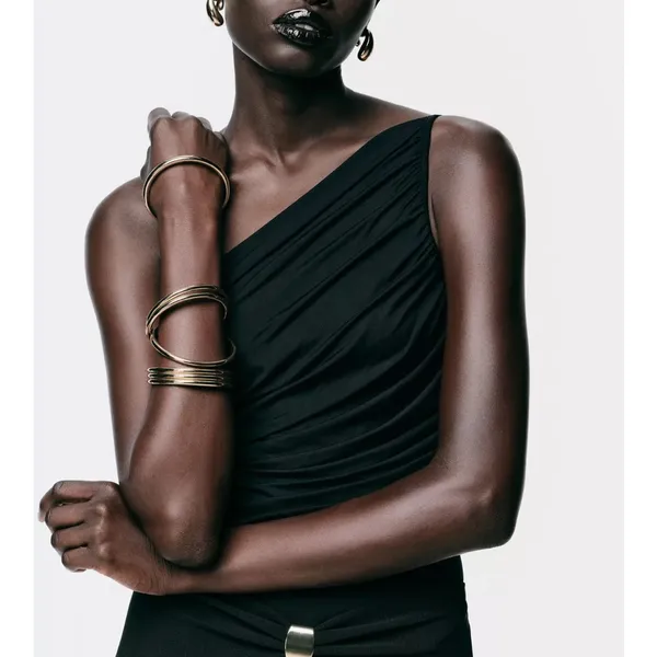 Zara NWT draped ruched one shoulder top - Image 2
