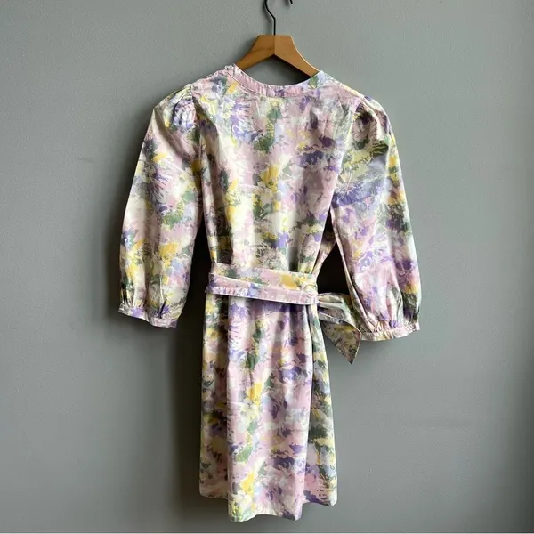 Tart Collections Lorrie Pastel Purple Floral Print Belted Tunic Dress Size Small - Image 7