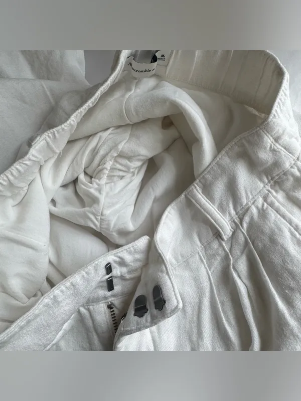 Abercrombie & Fitch Crop White Wide-Leg Pants - Image 11