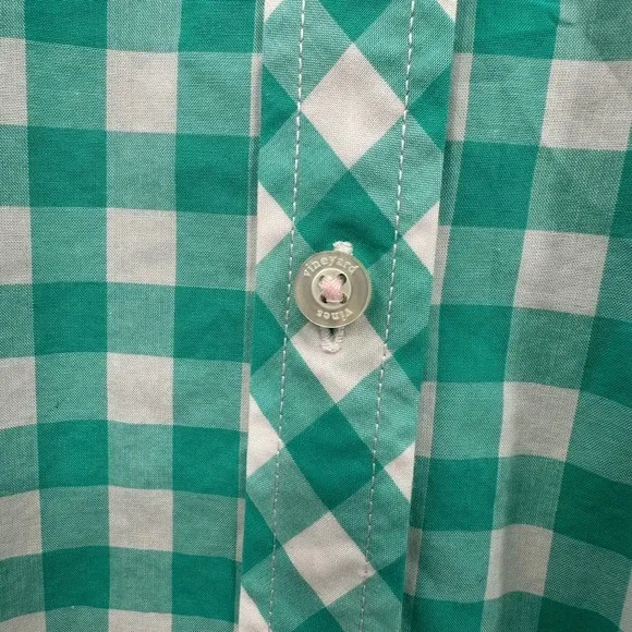Vineyard Vines size 4 relaxed fit 100%‎ cotton green and white gingham button up - Image 3