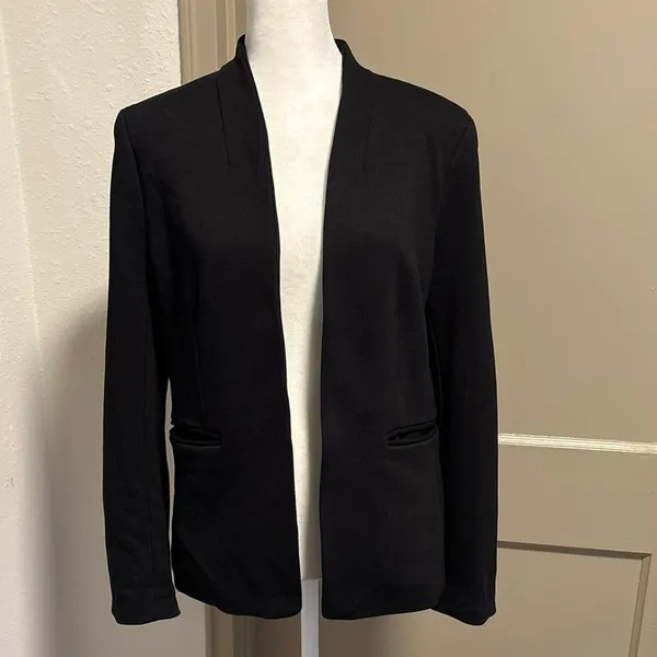 J Crew Size 10 Going Out Blazer Jacket Stretch Twill Black H2743 Slim Cut - Image 3