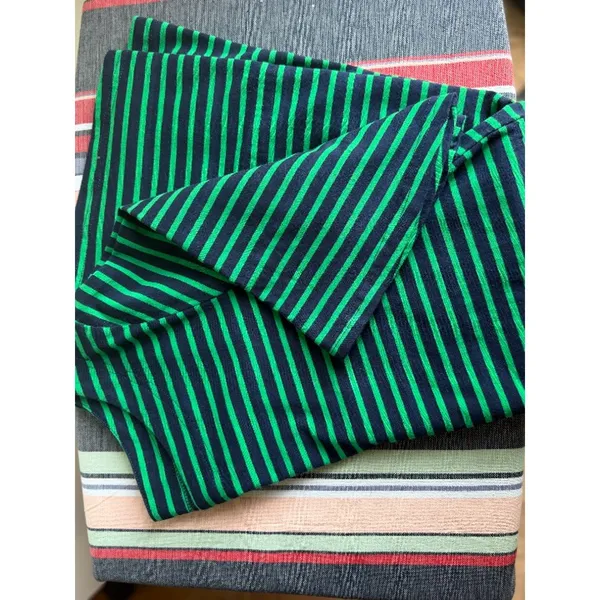Green & Navy Striped T-Shirt Dress with Pockets | Comfy Casual Preppy Small - Image 6