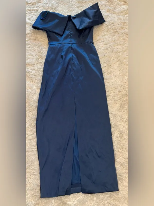 NEW Betsy & Adam Off the Shoulder Mikado Dark Slate Gown Sz 10 - Image 7
