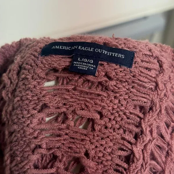 American Eagle Outfitters Coastal Nude Pink Crochet Tank Cover-up Women's Size L - Image 3