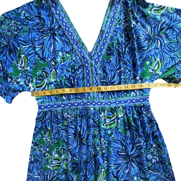 Lilly Pulitzer Addison‎ Floral Maxi Dress Size 14 Abaco Blue Turtle Awe Preppy - Image 12