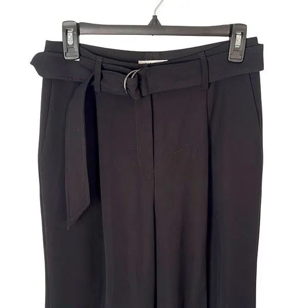 Babaton Aritzia Womens Wide Leg Belted Pleated Front Dress Pants Black‎ Size 4 - Image 2