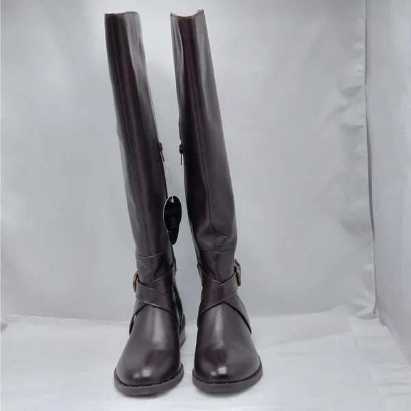 INC Fadora Brown Leather Riding Boots Womens 6M Knee High Zip Equestrian Western - Image 6